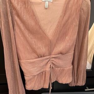 Show Me Your Mumu Rose Metallic V-Neck Long Sleeve Top